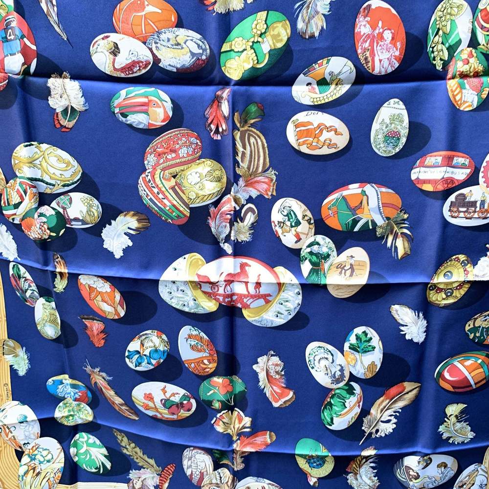 HERMES Paris Blue Silk Scarf Couvee D' 1994 Caty Latham - Picture 3 of 7